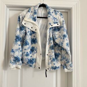 Love shack fancy blue and white jacket